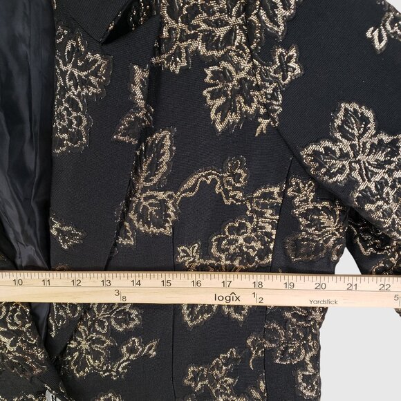 TCEC Women’s Metallic Floral Blazer Jacket Black Gold Size L - Picture 5 of 11